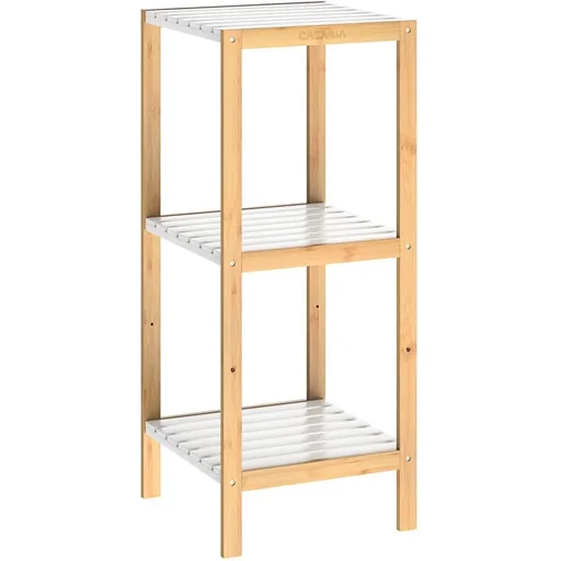 "Badezimmerschrank - Bambus - 3 Einlegeböden - 80 x 34 x 33cm - Weiß image"