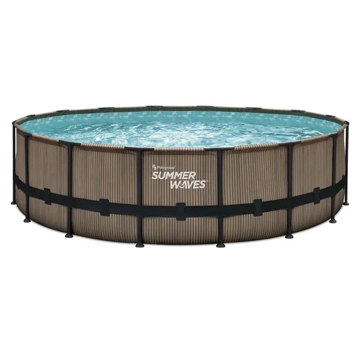 "Elite Frame Pool Ø488 x 122 cm, Teak-Optik image"