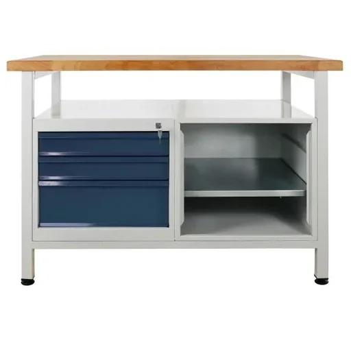 "Werkbank "Premium" 3 Schubladen, 1 Regal, L1200xB600xH840mm image"