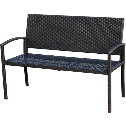 "Polyrattan Gartenbank Sitzbank 2-Sitzer Stahl Schwarz image"
