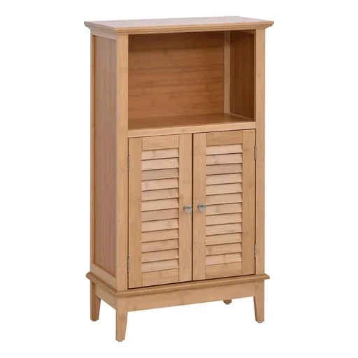"Badzimmerschrank mit offenem Regal, Badregal, Badezimmer Standregal, Bambus, Natur, 50 x 25,5 x 92 cm image"