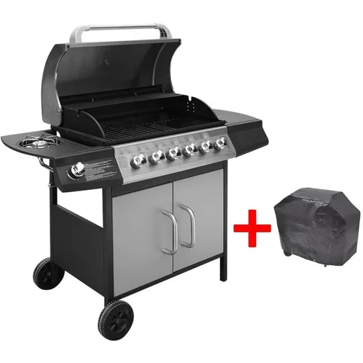 "Gasgrill 6+1 Kochzone schwarz und silber image"