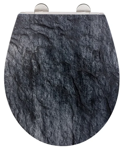 "Premium WC-Sitz Slate Rock mit Relief, aus antibakteriellem Duroplast, mit Absenkautomatik image"