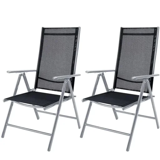 "Gartenstühle 2er-Set mit hoher Rückenlehne aus Aluminium Bern - silber image"