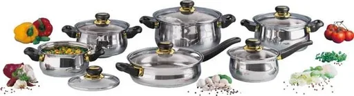 "12-teiliges Kochtopf-Set Gold Line aus Edelstahl image"