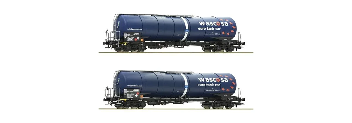 2er Set 4-achsige Kesselwagen, Gattung Zacns, der Wascosa