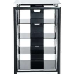 HiFi Rack Mediaständer 3 Fächer Metall Hartglas Schwarz