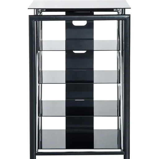 "HiFi Rack Mediaständer 3 Fächer Metall Hartglas Schwarz image"