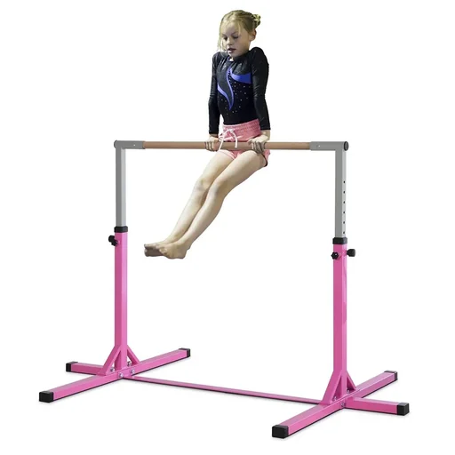 "Gymnastik Turnreck Reckstange 13-stufige höhenverstellbar bis 75 kg belastbar Reckanlage Trainingsgeräte Stahl Buchenhol image"