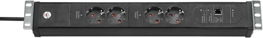 "Steckdosenleiste Premium-Web-Line 4-fach, 19" Format ideal für Serverschränke, ÜSS bis 60.000A, schwarz image"