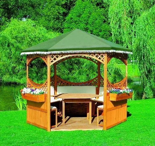 "Pavillon "Palma" mit grünem Foliendach+Möbeln image"