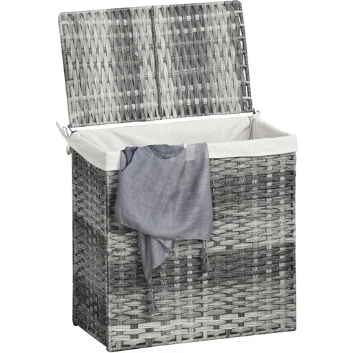 "Wäschekorb platzsparend zusammenklappbar braun image"