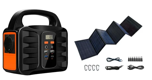 "Tragbare Stromversorgungsstation mit Solarpanel und Lampe image"