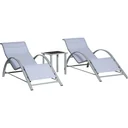 Gartenset 3-teilig - Liegestühle mit Beistelltisch - Grau