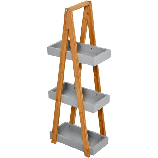 "Badezimmerregal mit 3 Schichten, Bambusgrau image"
