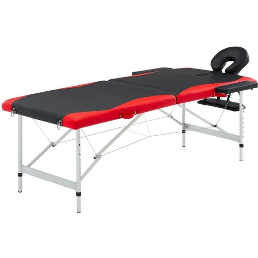 "Klappbarer Massagetisch 2 Zonen Aluminium, schwarz und rot image"