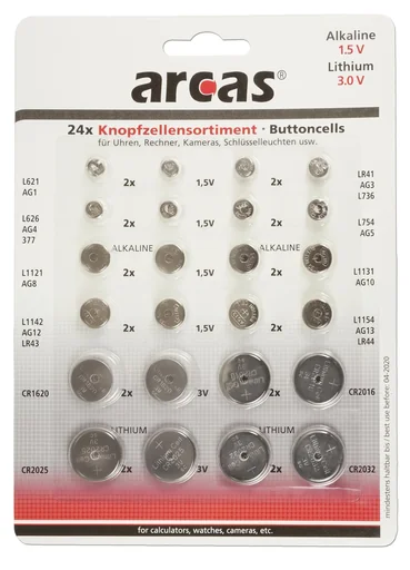 "Alkaline und Lithium Knopfzellen Set - 24-teilig image"