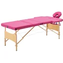 Klappbarer Massagetisch 3 Zonen Holz rosa