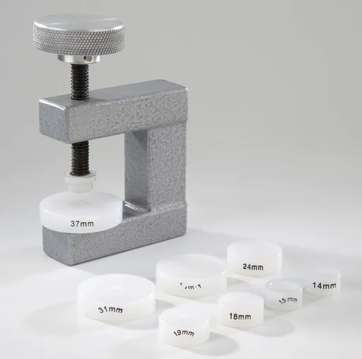 "Glas- und Bodeneinsetzzwinge mit 8 Einsätzen für Uhren mit Glattglas image"