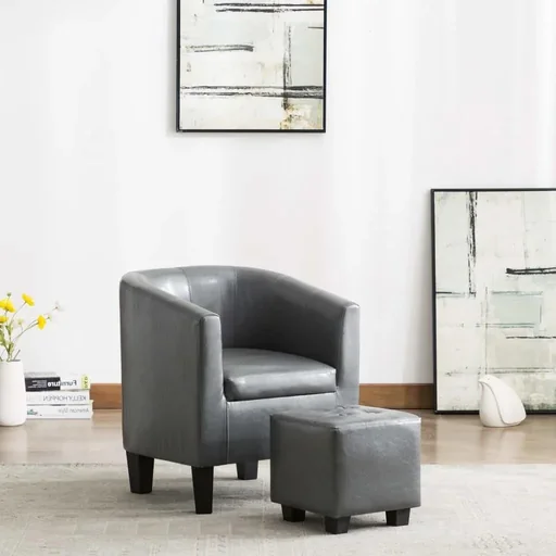 "Schalensitz mit Ottomane Leder grau image"