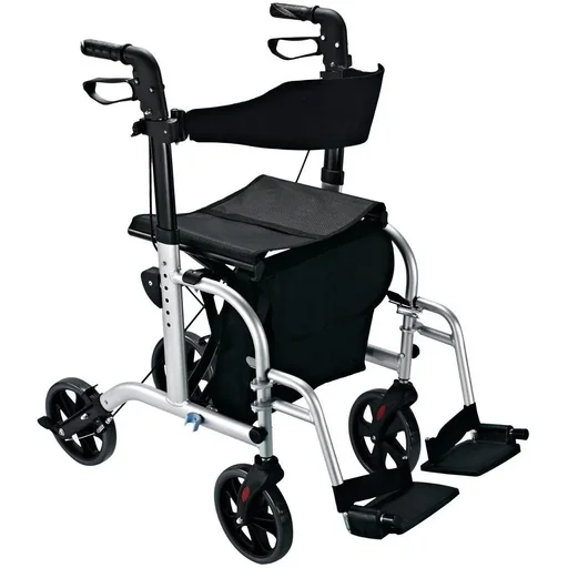 "Rollator 2 in 1 Transportstuhl Gehhilfe höhenverstellbar Alu image"