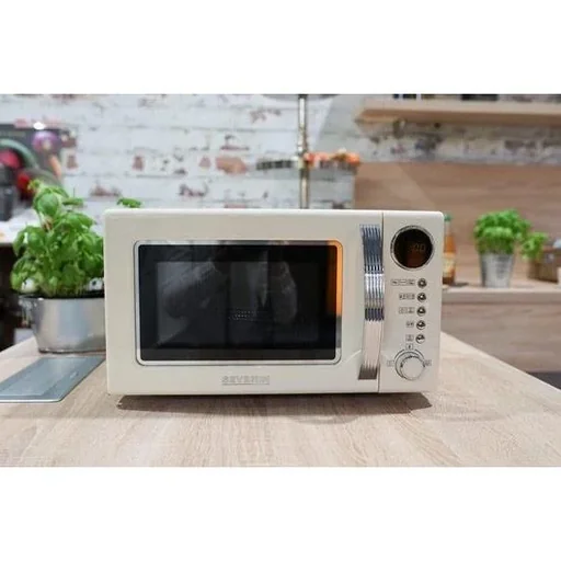 "Mikrowellenherd 700 Watt und Grill 1000 Watt - 2 in 1 - Weiß - Retro-Stil image"