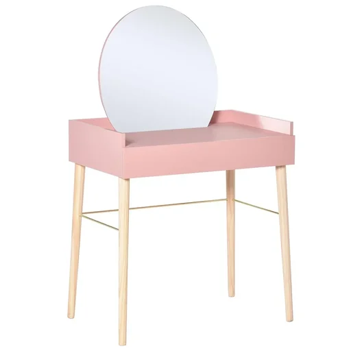 "Schminktisch für Schlafzimmer Frisiertisch Kosmetiktisch mit Spiegel Schublade leichter Luxusstil MDF Kiefernholz Rosa 7 image"