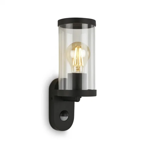 "Außenleuchte mit Bewegungsmelder, Metall-Kunststoff / schwarz, IP44, E27 Fassung image"