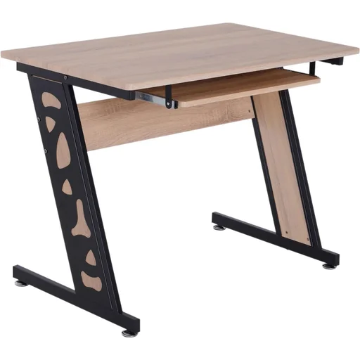 "Computertisch PC-Tisch mit Tastaturauszug Schreibtisch Metall Eiche Schwarz 100 x 60 x 75,5 cm image"