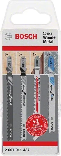 "Stichsägeblatt-Set, für Holz und Metall, T-Schaft, 15-teilig image"