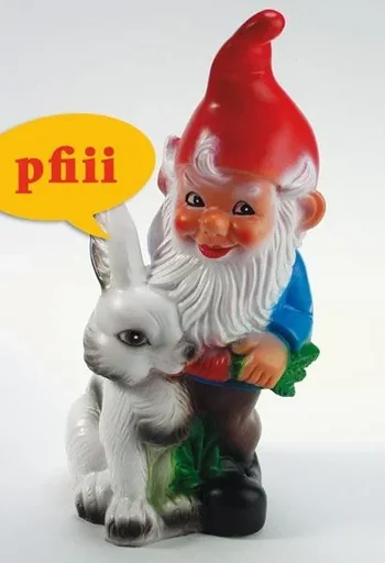 "Zwerg mit Hase als Bewegungsmelder, pfeifend, 38 cm image"