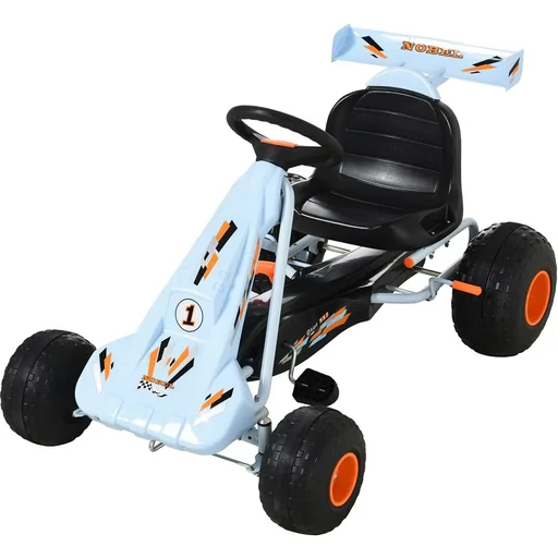 "Go Kart Kinderfahrzeug Tretauto mit Pedal Bremsen Kinderspielzeug für 3-6 Jahre Stahl Hellblau 97 x 66 x 59 cm image"