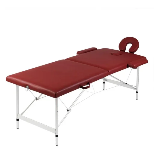"Klappbarer Massagetisch mit 2 Zonen Aluminiumrahmen rot image"
