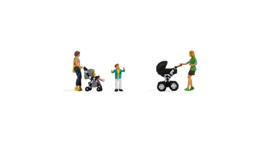 "Mütter mit Kindern, 4 Figuren, 2 Kinderwagen image"