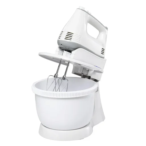"2 in 1 Handrührer Elektrisches Handmixer-Set mit Tischständer 3,4-Liter-Rührschüssel 300W 6 Geschwindigkeiten inclusive image"