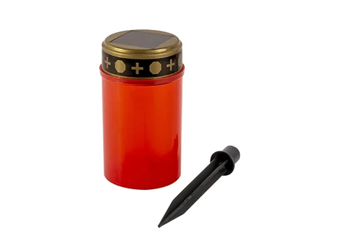 "Solar LED Grablicht rot mit Flackerflamme, Erdspieß und Timer image"