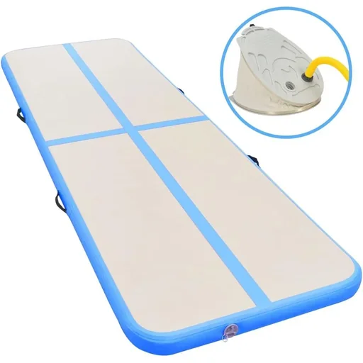 "Aufblasbare Gymnastikmatte mit Pumpe 500x100x10 cm PVC blau image"