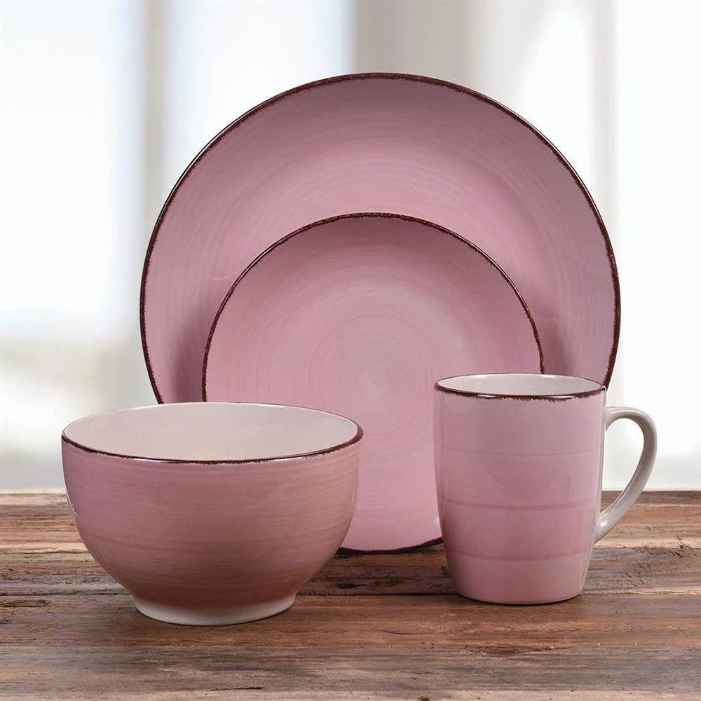 NL Geschirrset 16-teilig - Steingut - Rosa