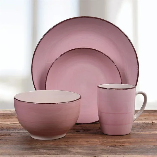 "NL Geschirrset 16-teilig - Steingut - Rosa image"