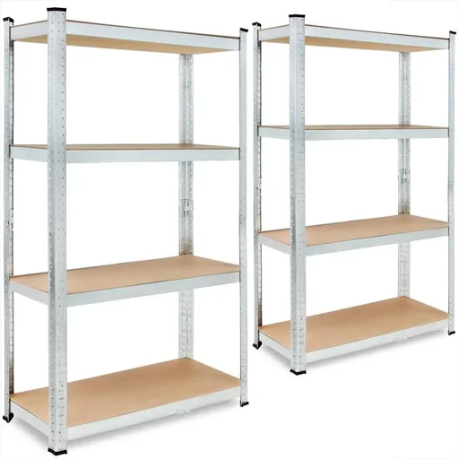 "Metallregal mit 4 Fachböden - 700kg Kapazität - (HxBxT) 160x90x40 cm - 175kg pro Fachboden - 2 STUKS image"