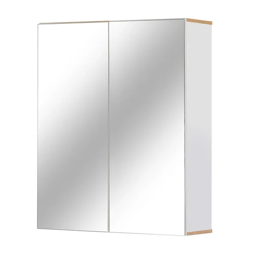 "Spiegelschrank Wandschrank mit 3 Ablagen Schminkschrank Spanplatte Weiß 60 x 20,5 x 75 cm image"