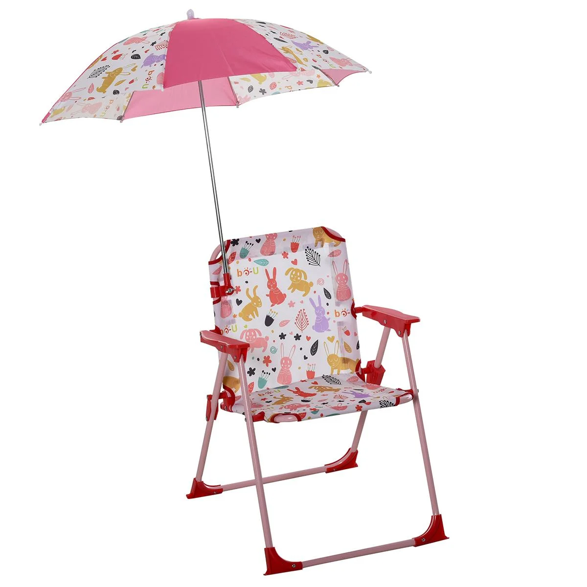 Kinder-Campingstuhl mit Sonnenschirm Klappstuhl für 1-3 Jahre leichte Gewicht Metall Rot 39 x 39 x 52cm