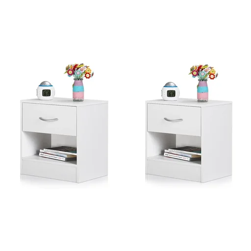 "2 Stück Nachttisch weiß 39x28x41cm image"