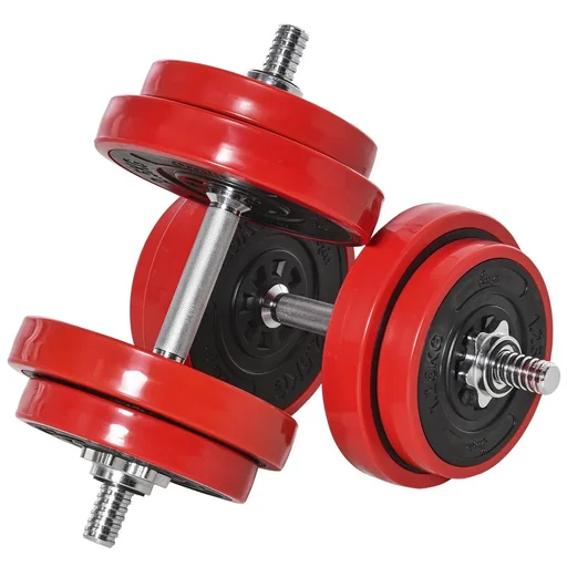 "Hantelset 20/30KGS 2-IN-1 Hanteln&Langhanteln verstellbar Gewichtheben für Zuhause Fitness Muskel Rot+Schwarz 21,5 x 21, image"