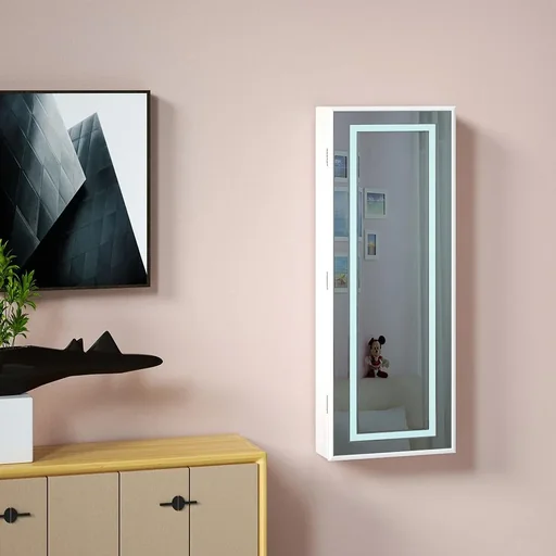 "LED-Schmuckschrank weiß 31,5x9x110cm hängend image"