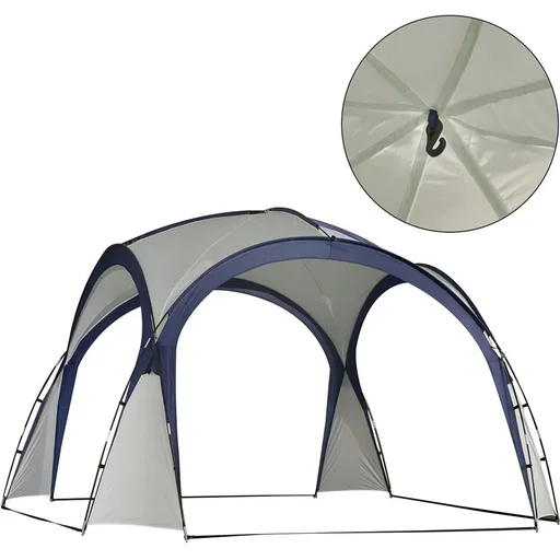 "Pavillon Garten Partyzelt Festzelt Gartenzelt wetterfest Glasfaserstange+Polyester Cremeweiß + Blau 3,5x3,5x2,3m image"