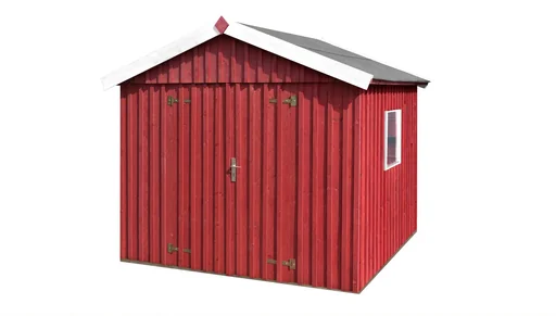 "Schwedenhaus Gr.3, L x B x H 277 x 286 x 230 cm, sägerauh, schwedenrot, breite Doppeltür und Fenster image"