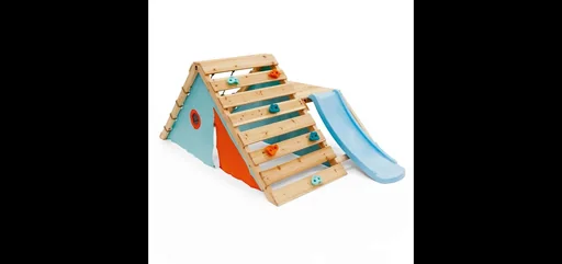 "My First Wooden Playcentre, Outdoor-Playcentre für Kinder aus Holz, Kletterwand, Kletternetz, Rutsche, natur image"