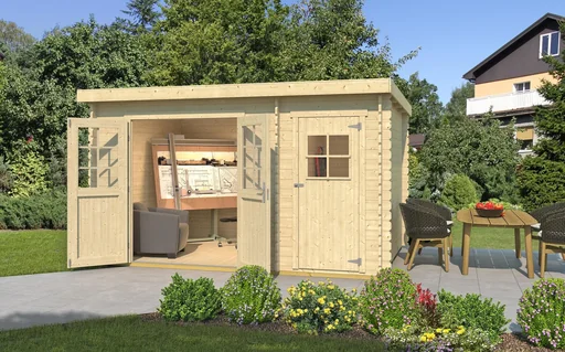 "Gartenhaus 254 Gr.2, 394 x 296 x 222 cm Wandstärke 28 mm, Doppeltür, mit 2. Raum Einzeltür image"