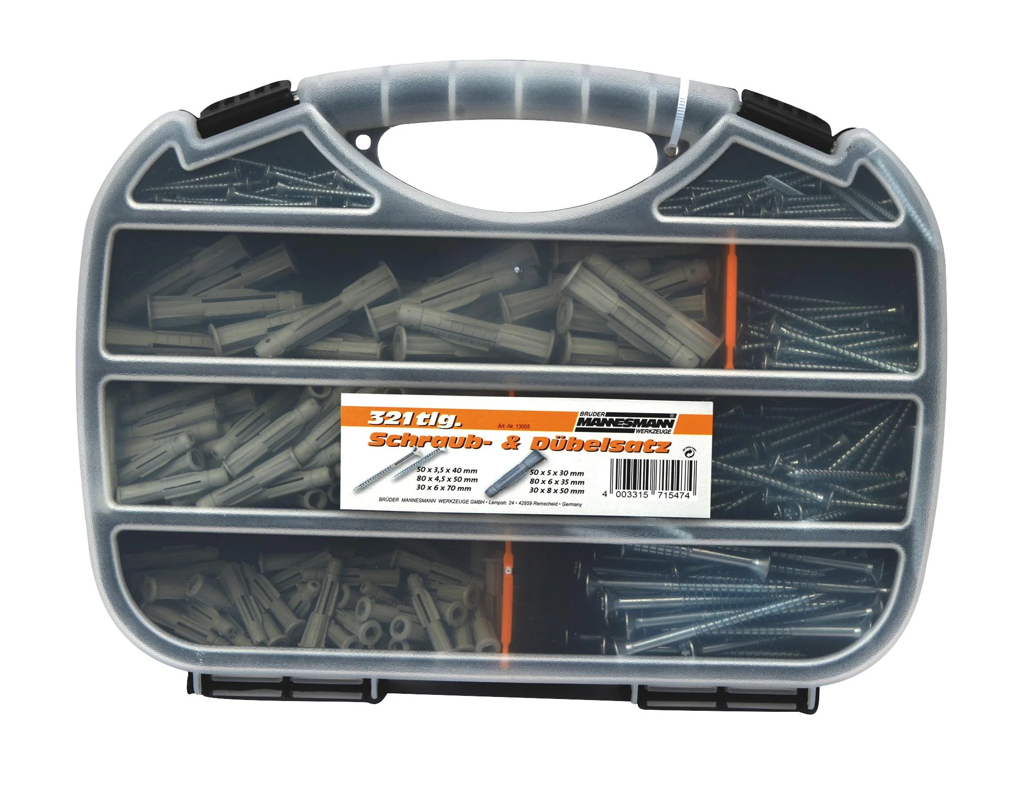 Schrauben- und Dübel-Satz, 321-teilig